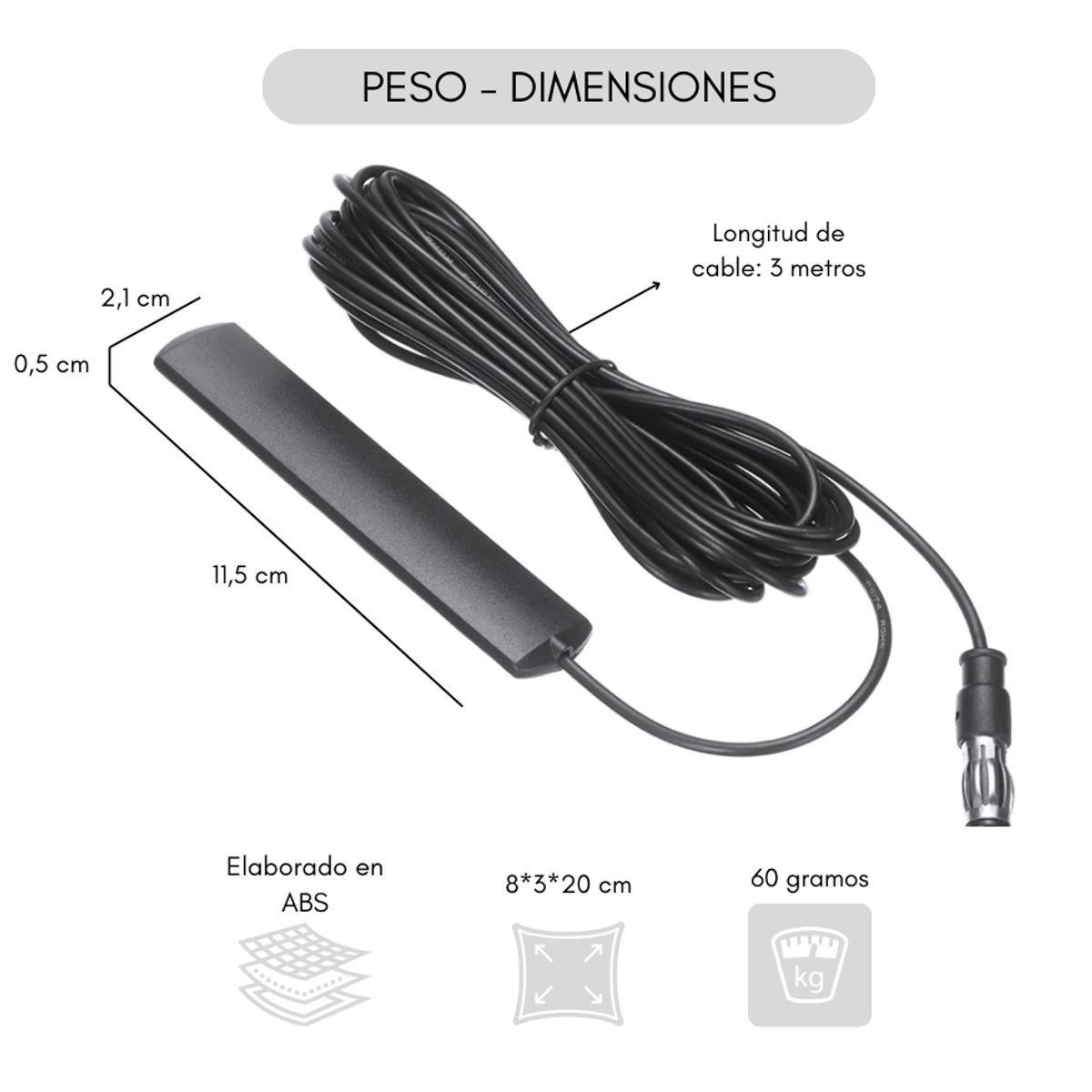 GENERICO - Antena Universal De Radio Fm Para Auto