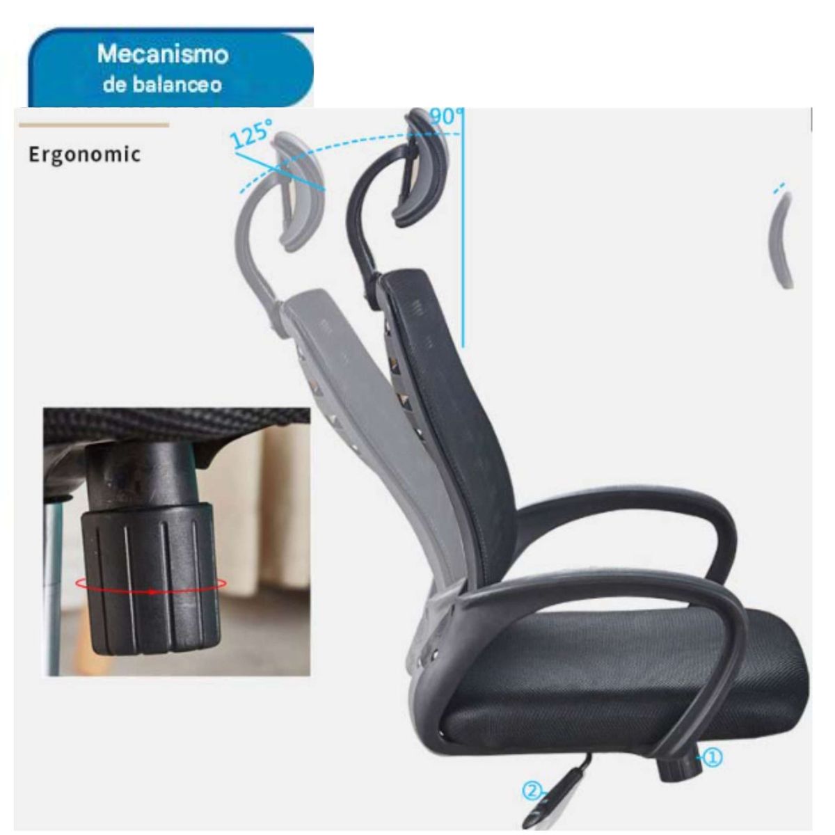 GENERICO - Silla De escritorio Ejecutiva ergonómica con mecanismo de balanceo