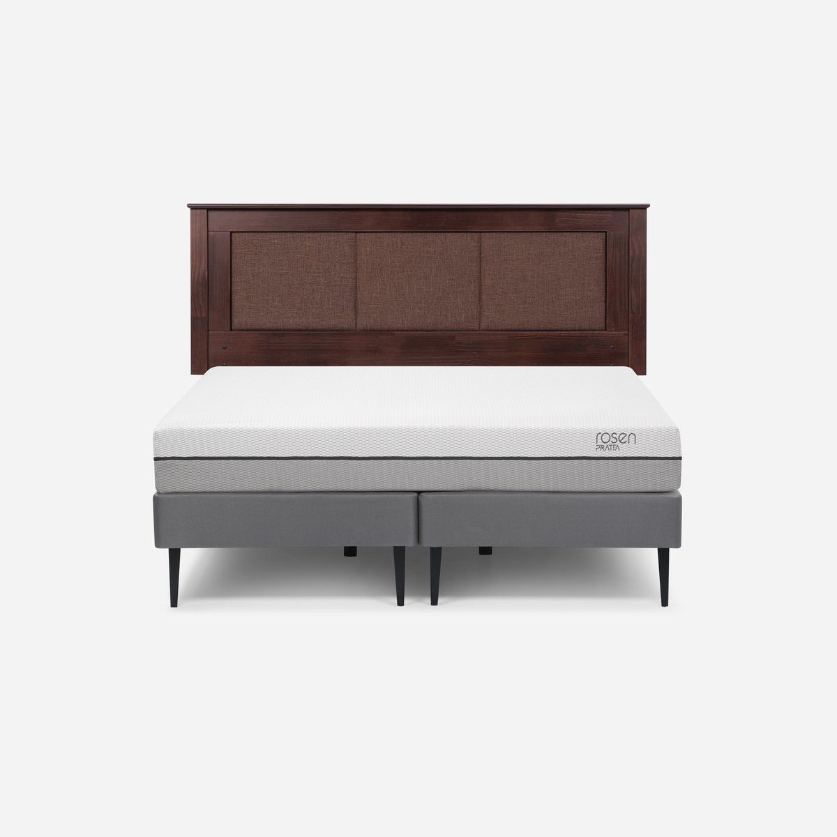 ROSEN - Cama Europea Pratta 2 Plazas Pata Acero BD + Respaldo Rachel