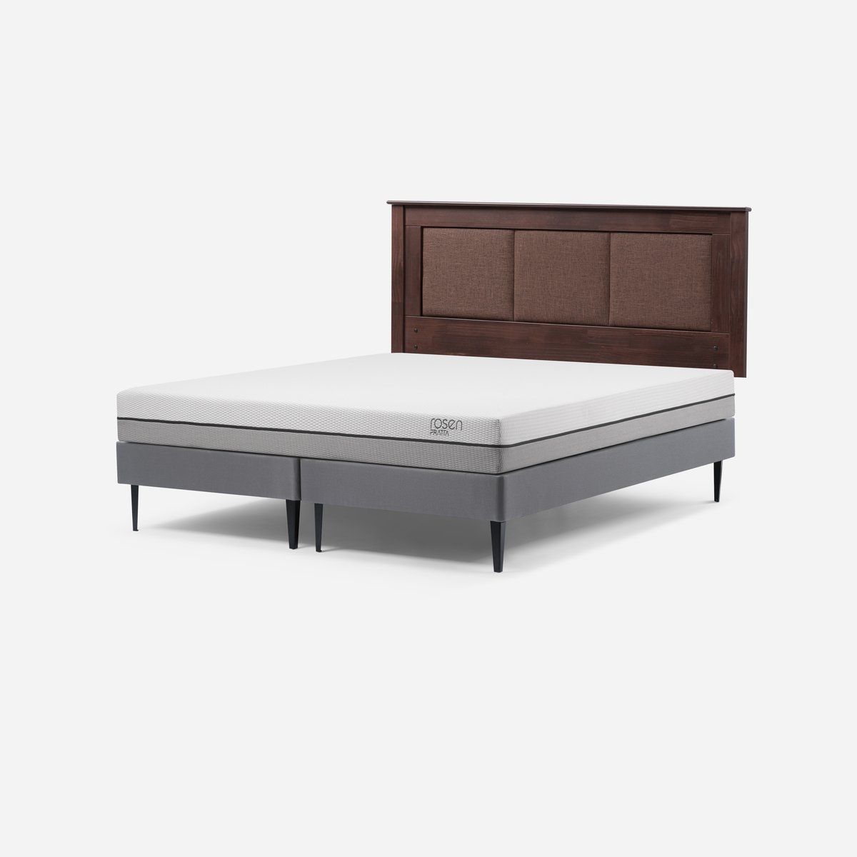ROSEN - Cama Europea Pratta 2 Plazas Pata Acero BD + Respaldo Rachel