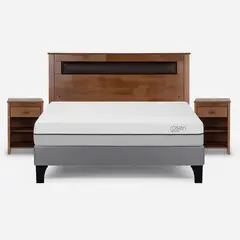 ROSEN - Cama Europea Pratta 2 Plazas Pata Madera BN +Muebles Ferrara