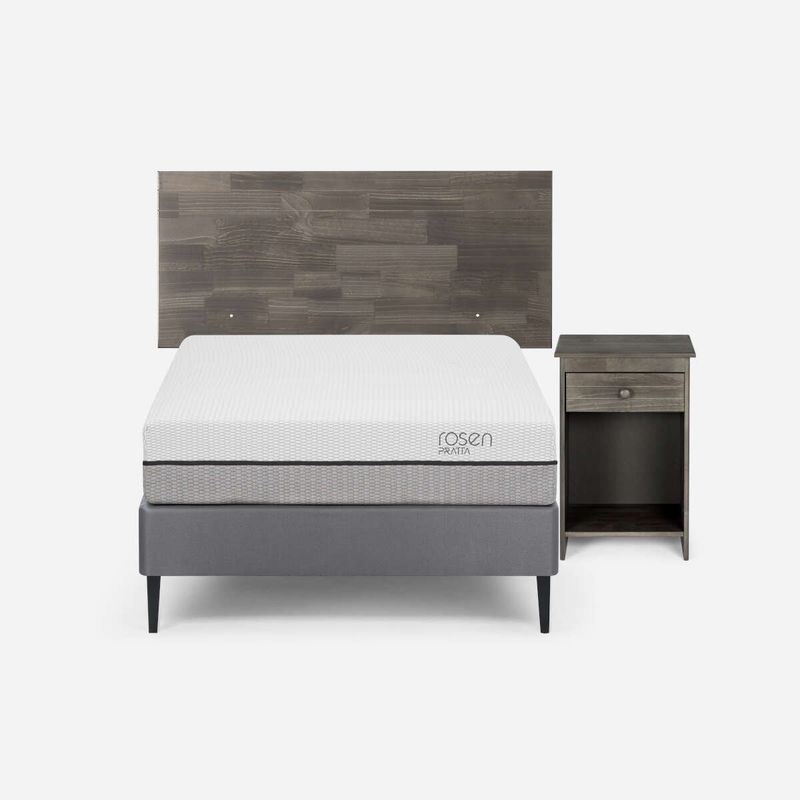 ROSEN - Cama Pratta 1,5 Plazas Pata Acero + Muebles Tabor Grafito
