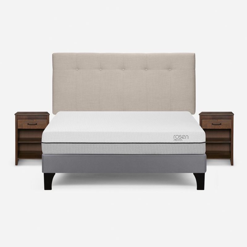 ROSEN - Cama Pratta 2 Plazas BN +Respaldo New Bennet+Velador Maurice