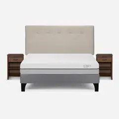 ROSEN - Cama Pratta 2 Plazas BN +Respaldo New Bennet+Velador Maurice