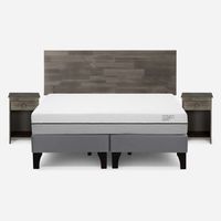 Cama Pratta 2 Plazas Pata Madera BD + Muebles Tabor Grafito
