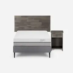 ROSEN - Cama Pratta 1 Plaza Pata Acero + Muebles Tabor Grafito