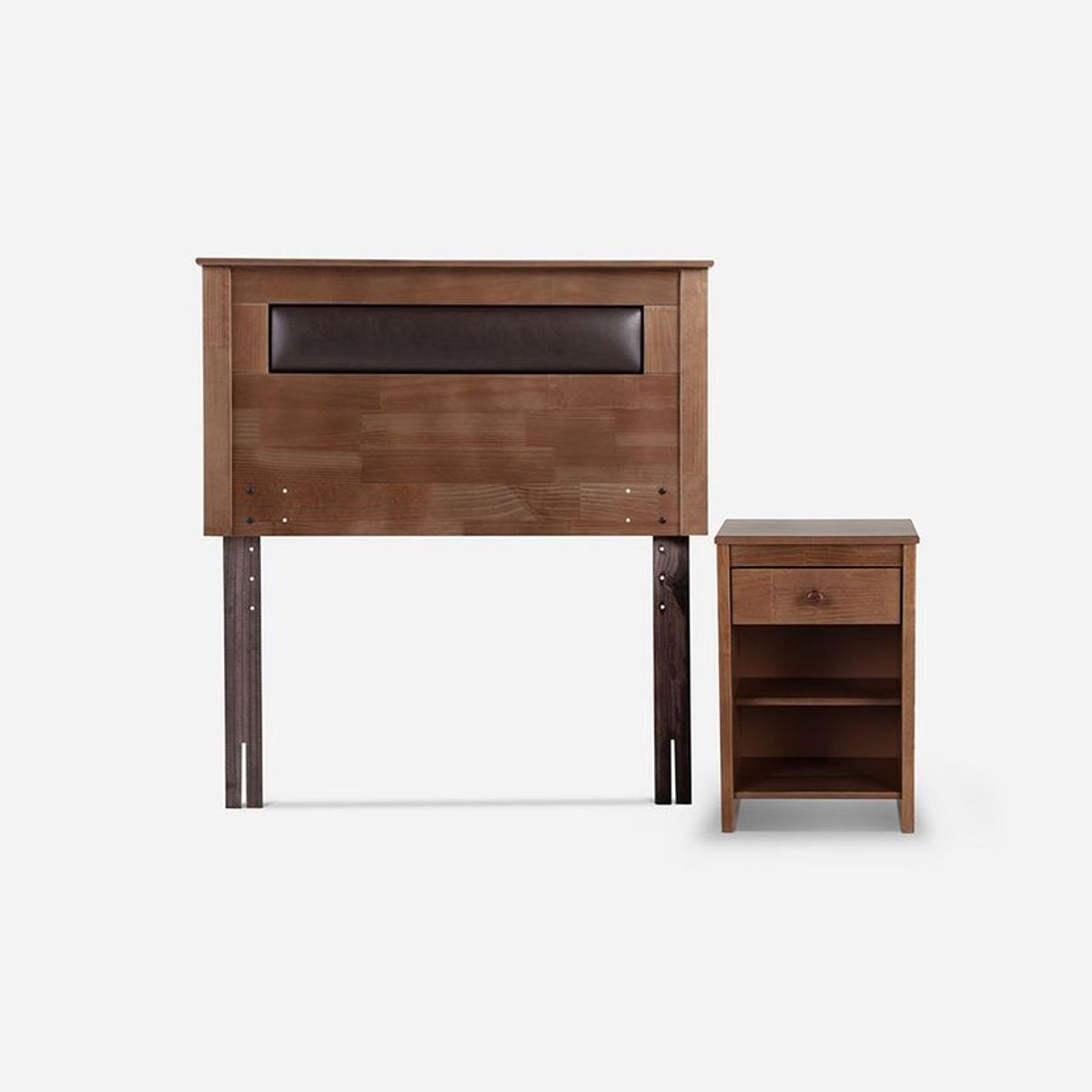 ROSEN - Cama Europea Pratta 1,5 Plazas Pata Acero + Muebles Ferrara