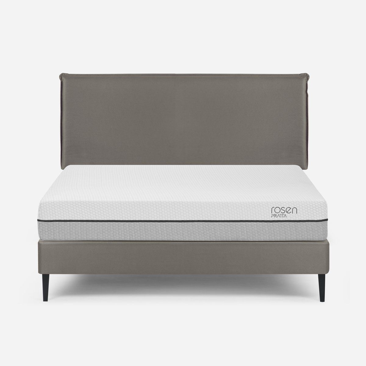 ROSEN - Cama Europea Pratta 2 Plazas Pata Acero BN +Respaldo Maurice