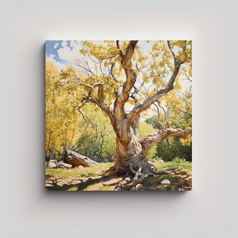 GENERICO - Pintura Abstracta De árbol De Algodón Unica A 60x60 Cm