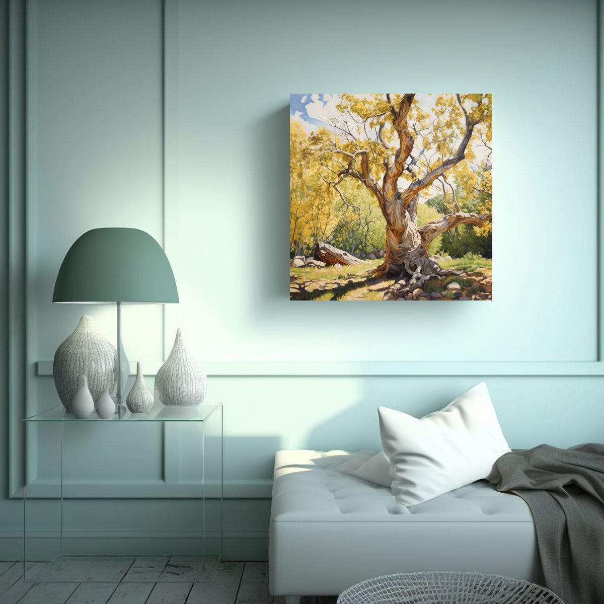 GENERICO - Pintura Abstracta De árbol De Algodón Unica A 70x70 Cm