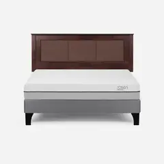 ROSEN - Cama Europea Pratta 2 Plazas Pata Madera BN +Respaldo Rachel