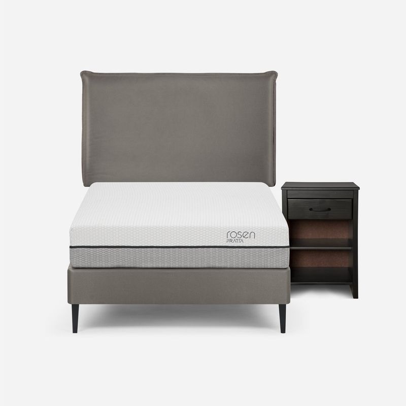 ROSEN - Cama Europea Pratta 1,5 Plazas Pata Acero + Muebles Maurice