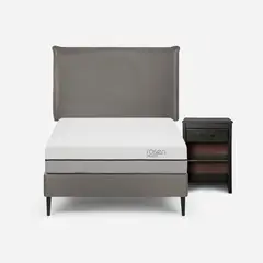 ROSEN - Cama Europea Pratta 1,5 Plazas Pata Acero + Muebles Maurice.