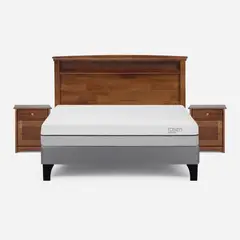 ROSEN - Cama Pratta 2 Plazas Pata Madera Base N. + Muebles Veneto