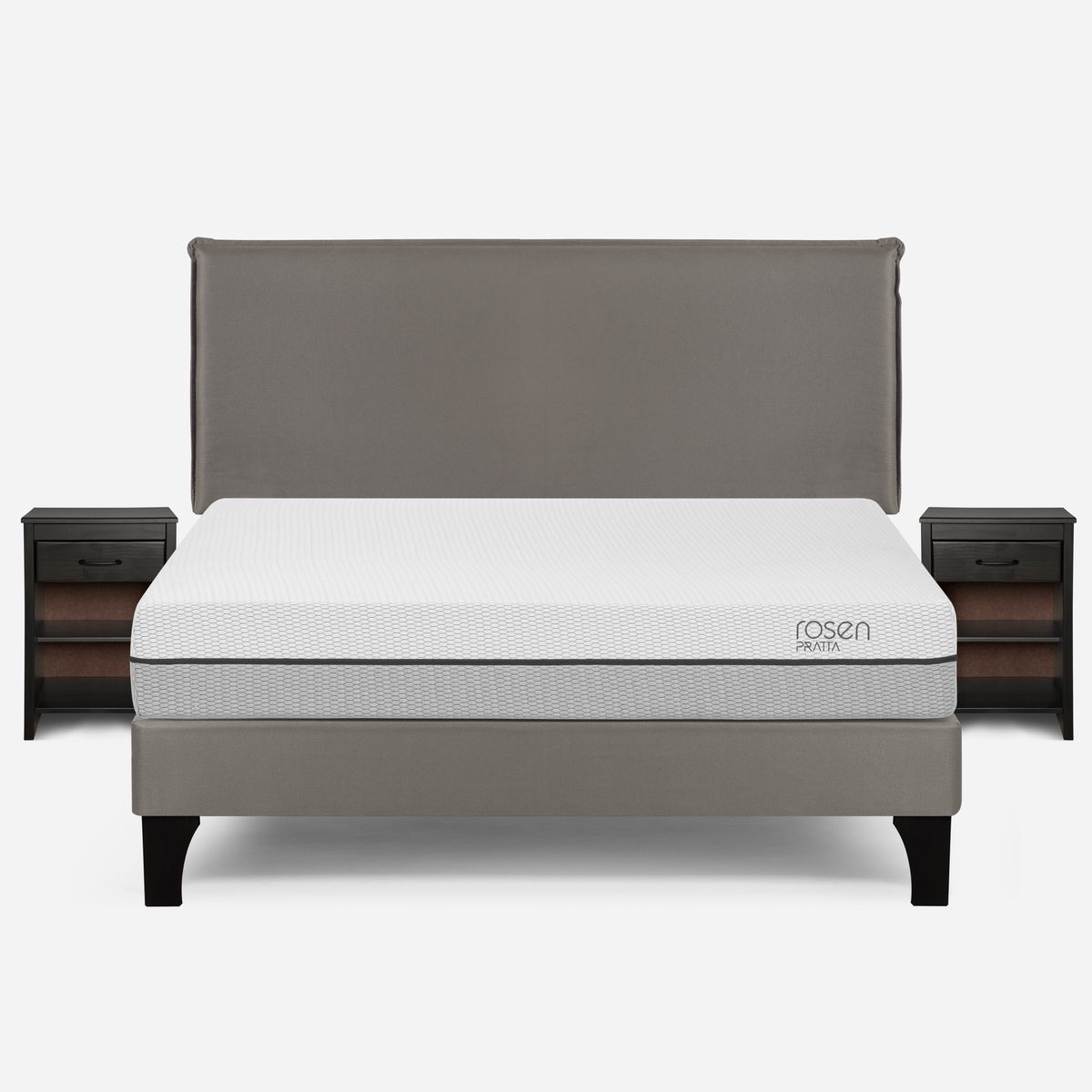 ROSEN - Cama Europea Pratta 2 Plazas Pata Madera + Muebles Maurice