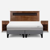 Cama Europea Pratta 2 Plazas Pata Madera BD +Muebles Ferrara