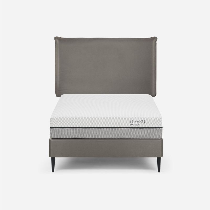 ROSEN - Cama Europea Pratta 1 Plaza Pata Acero  + Respaldo Maurice