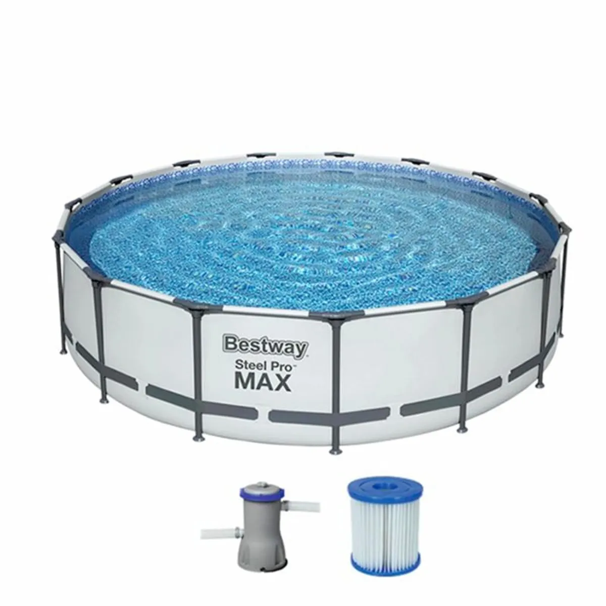 BESTWAY - Piscina estructural redonda 366x100cm con bomba gris Bestway