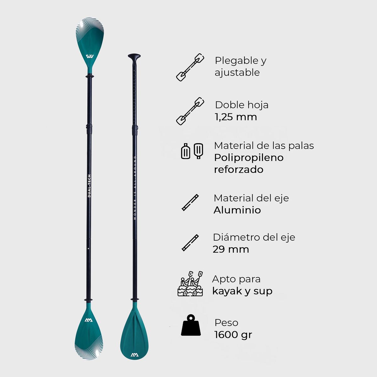 AQUA MARINA - Remo Dual Tech Para Kayak y SUP Ajustable Aqua Marina