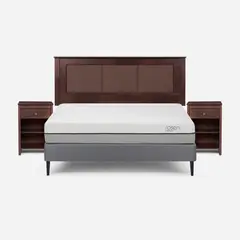 ROSEN - Cama Europea Pratta 2 Pl Pata Acero BN +Respaldo y Veladores