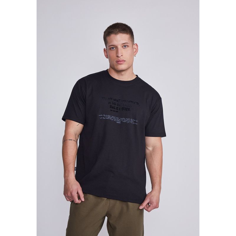SIOUX - Polera Hombre Negro Canciones Sioux
