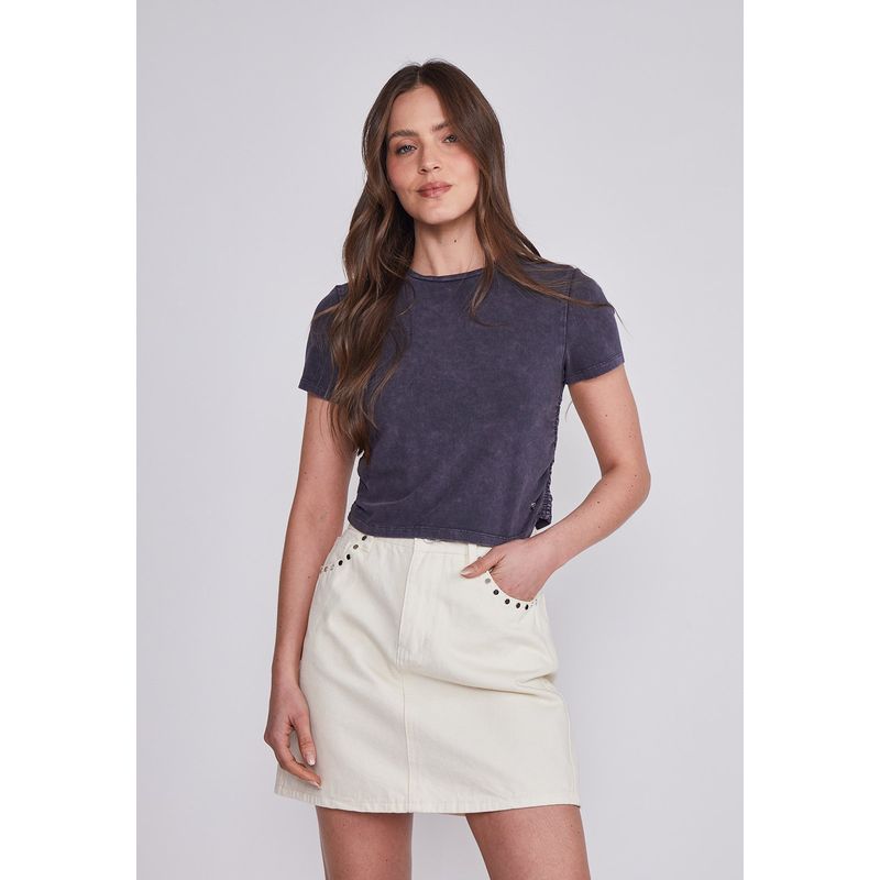 SIOUX - Polera Mujer Acero Cuello Redondo Lavado Sioux