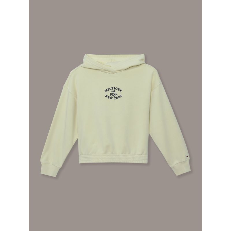 TOMMY HILFIGER - Polerón Hoodie De Niña Amplio Con Logo Amarillo Tommy Hilfiger