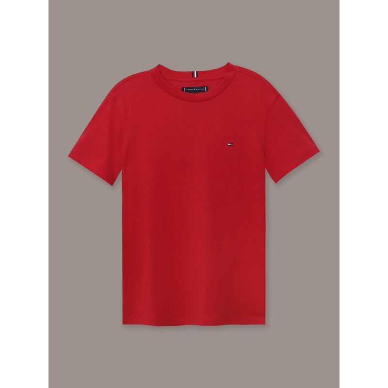 TOMMY HILFIGER - Polera De Niño Essential Cotton Rojo Tommy Hilfiger