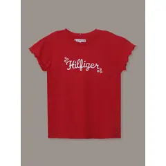 TOMMY HILFIGER - Polera De Niña Con Logo Floral Rojo