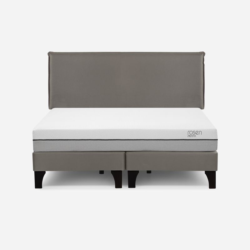 ROSEN - Cama Europea Pratta King Pata Madera BD + Respaldo Maurice