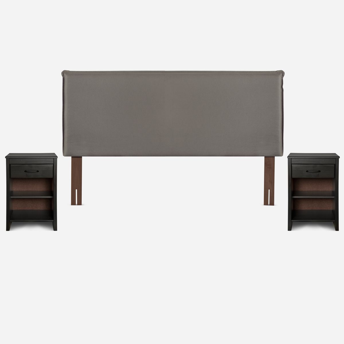 ROSEN - Cama Europea Pratta 2 Plazas Pata Acero + Muebles Maurice