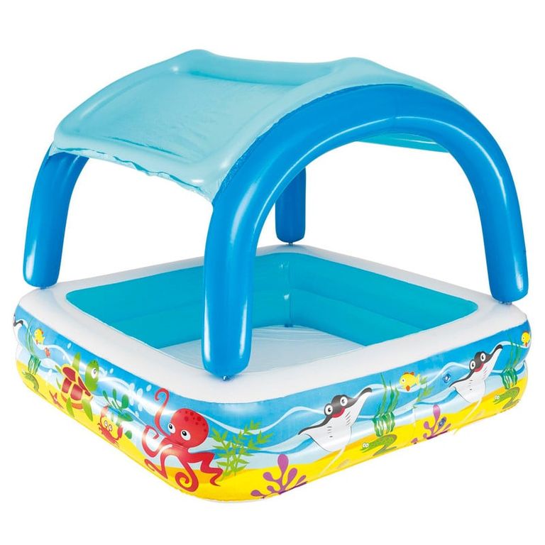 BESTWAY Piscina inflable Bebe con techo océano 140x140x114cm