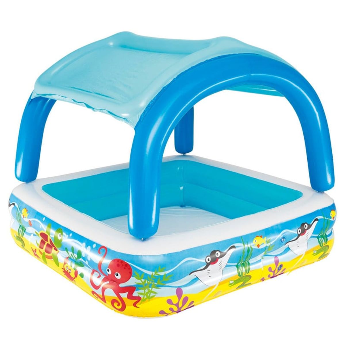 BESTWAY - Piscina inflable Bebe con techo océano 140x140x114cm Bestway