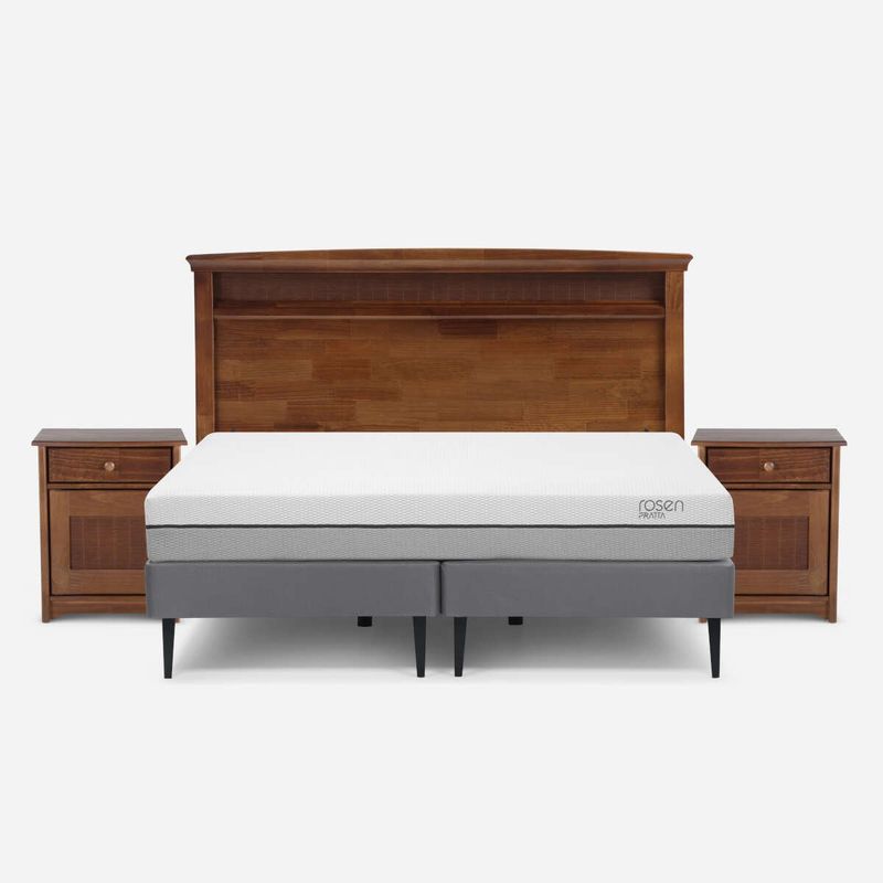 ROSEN - Cama Pratta 2 Plazas Base Dividida + Muebles Veneto