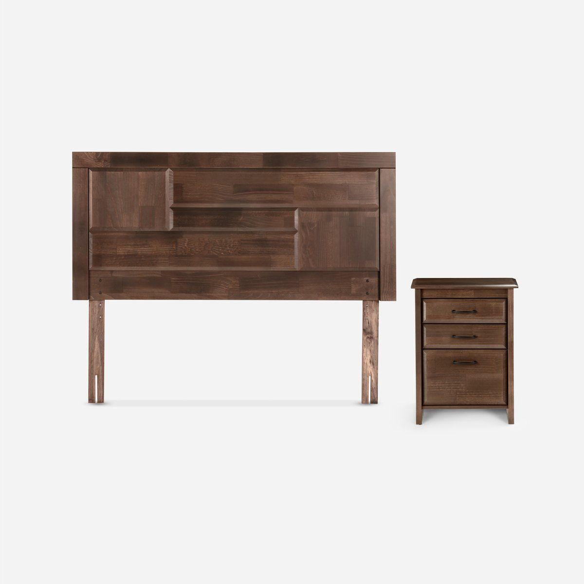 ROSEN - Cama Europea Pratta Full Pata Acero+Respaldo y Velador Dolce