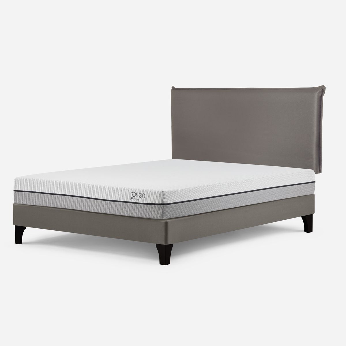 ROSEN - Cama Europea Pratta 2 Plazas Pata Madera BN+Respaldo Maurice