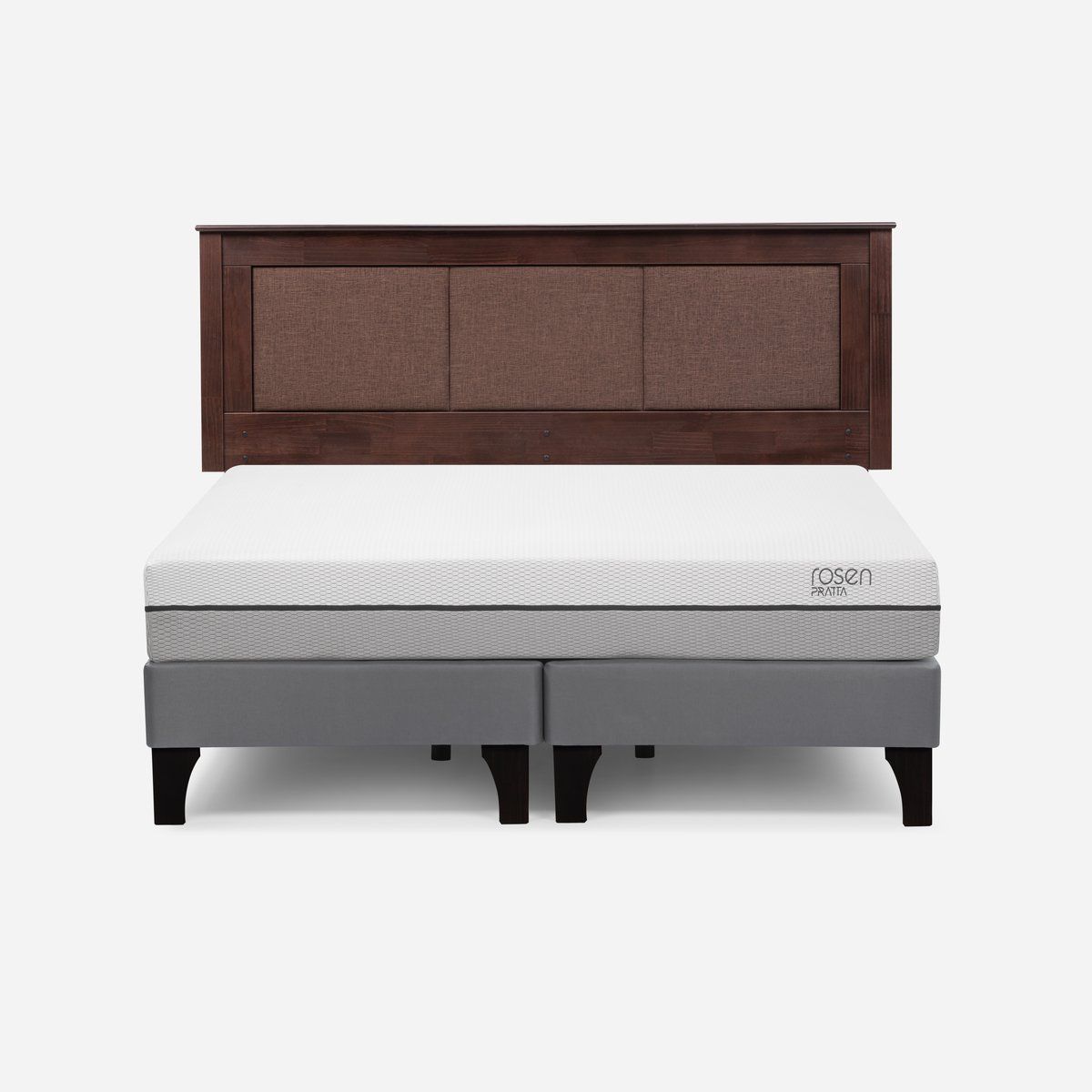 ROSEN - Cama Europea Pratta King Pata Madera BD + Respaldo Rachel