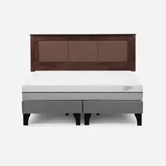 ROSEN - Cama Europea Pratta King Pata Madera BD + Respaldo Rachel