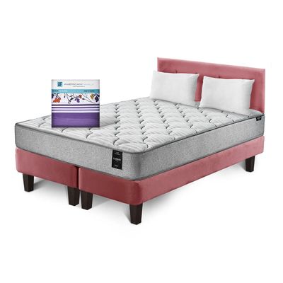 Imagen 2 del producto Combo Cama Cannon 2 Plazas+2 Almohadas+Sabanas+Respaldo Tela Rosa