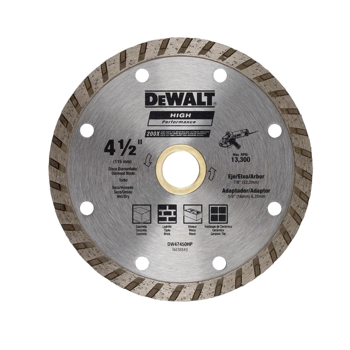 DEWALT - Disco Corte Diamantado 4-1/2'x5/8' DEWALT DW47450HP