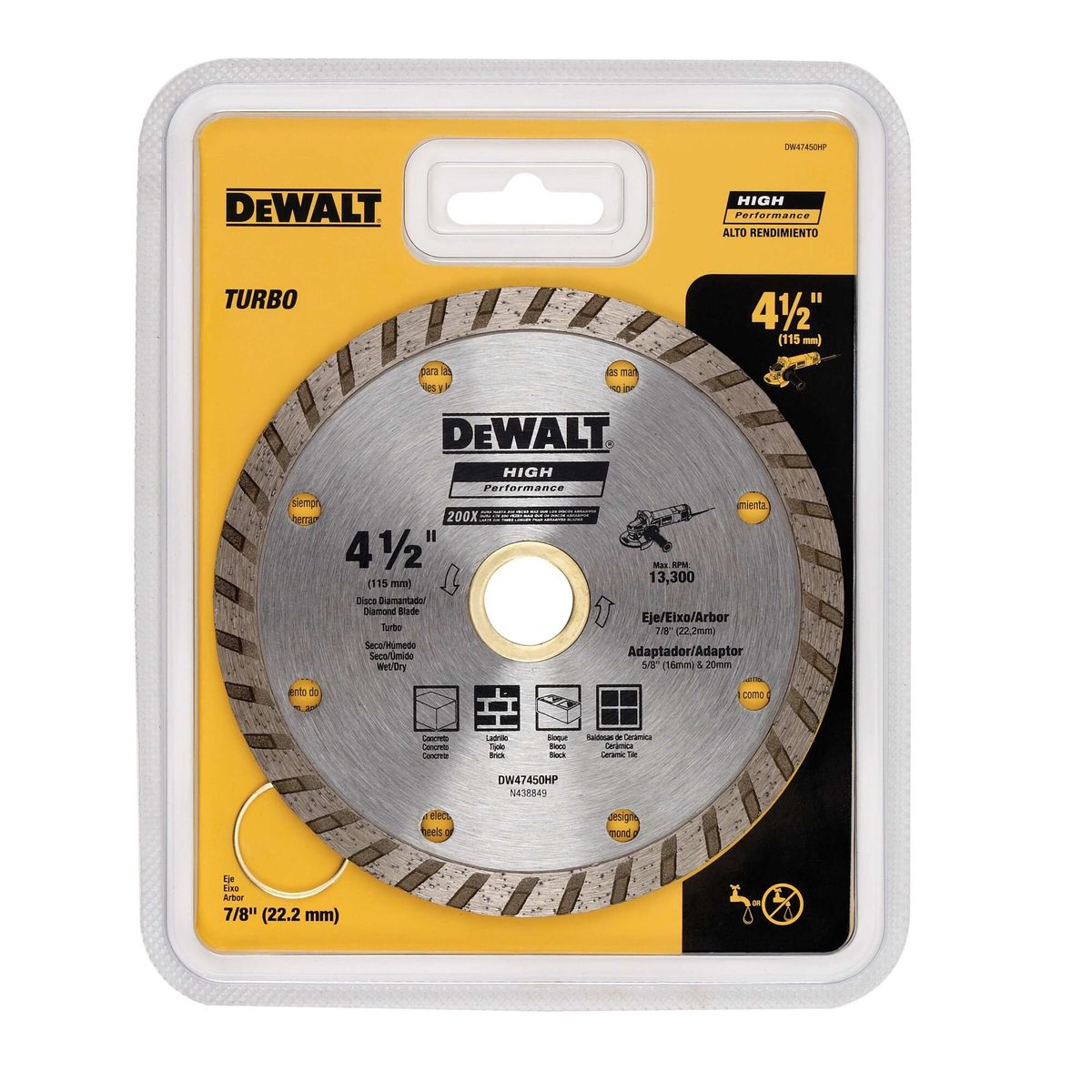 DEWALT - Disco Corte Diamantado 4-1/2'x5/8' DEWALT DW47450HP