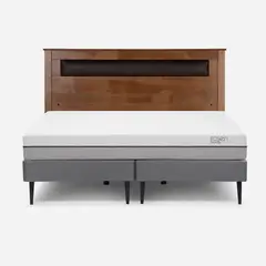 ROSEN - Cama Europea Pratta 2 Plazas Pata Acero + Respaldo Ferrara