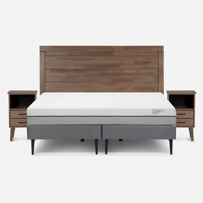 ROSEN - Cama Europea Pratta King Pata Acero + Muebles Sicilia