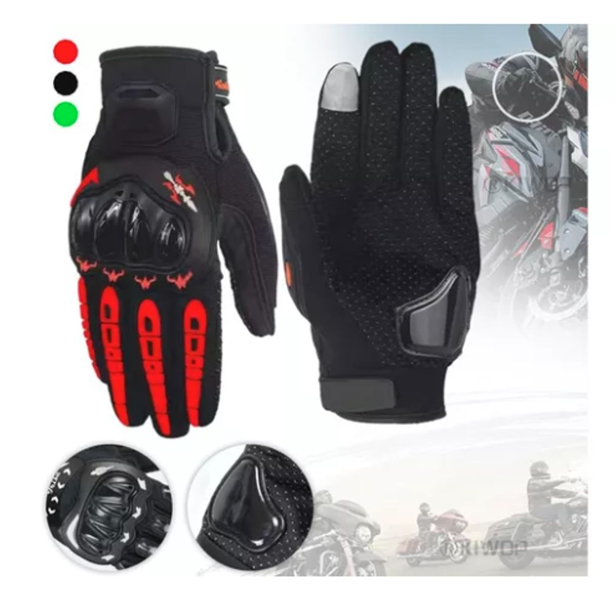 GENERICO - Guantes Para Moto Bicicleta Con Protecciones Pantalla Táctil