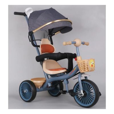 Imagen 2 del producto Triciclo Infantil 2 Etapas Metálico con Techo y Barra Azul