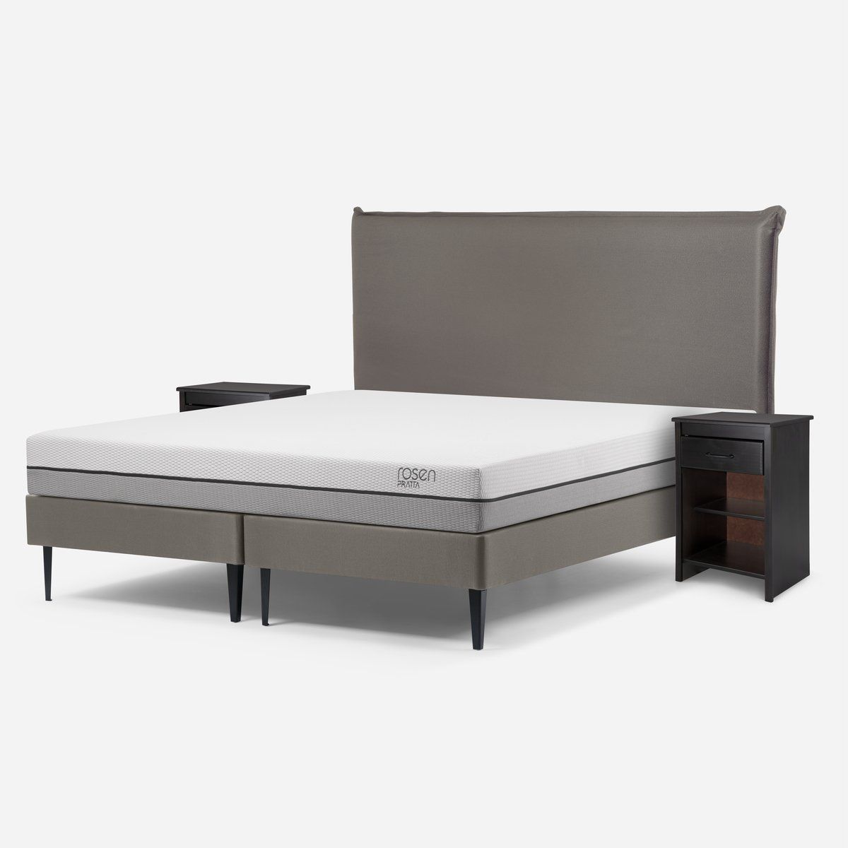 ROSEN - Cama Europea Pratta 2 Plazas BD Pata Acero + Muebles Maurice