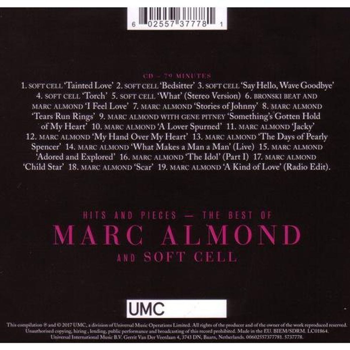 HITWAY MUSIC - MARC ALMOND & SOFTCELL-HITS AND PIECESTHE BEST OF-CD HITWAY