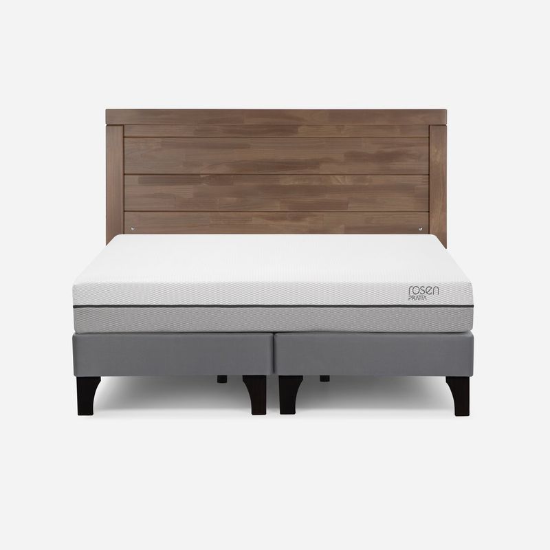 ROSEN - Cama Europea Pratta 2 Plazas Pata Madera BD+Respaldo Sicilia