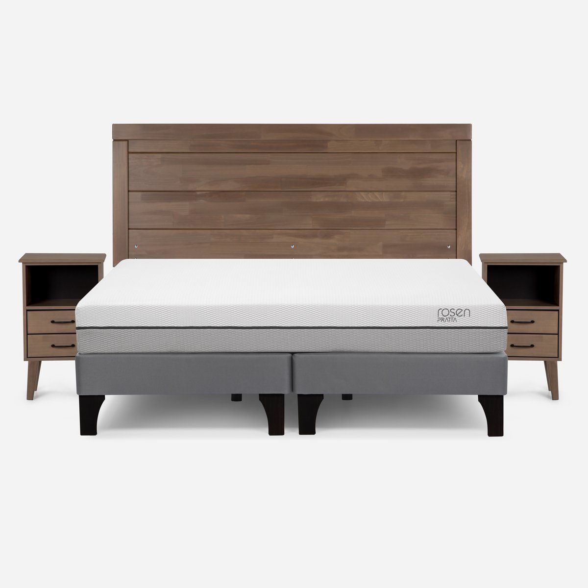 ROSEN - Cama Europea Pratta King Pata Madera + Muebles Sicilia