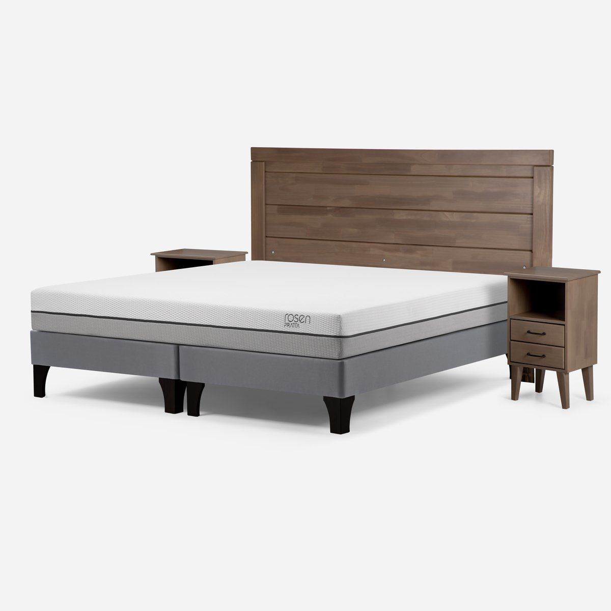 ROSEN - Cama Europea Pratta King Pata Madera + Muebles Sicilia